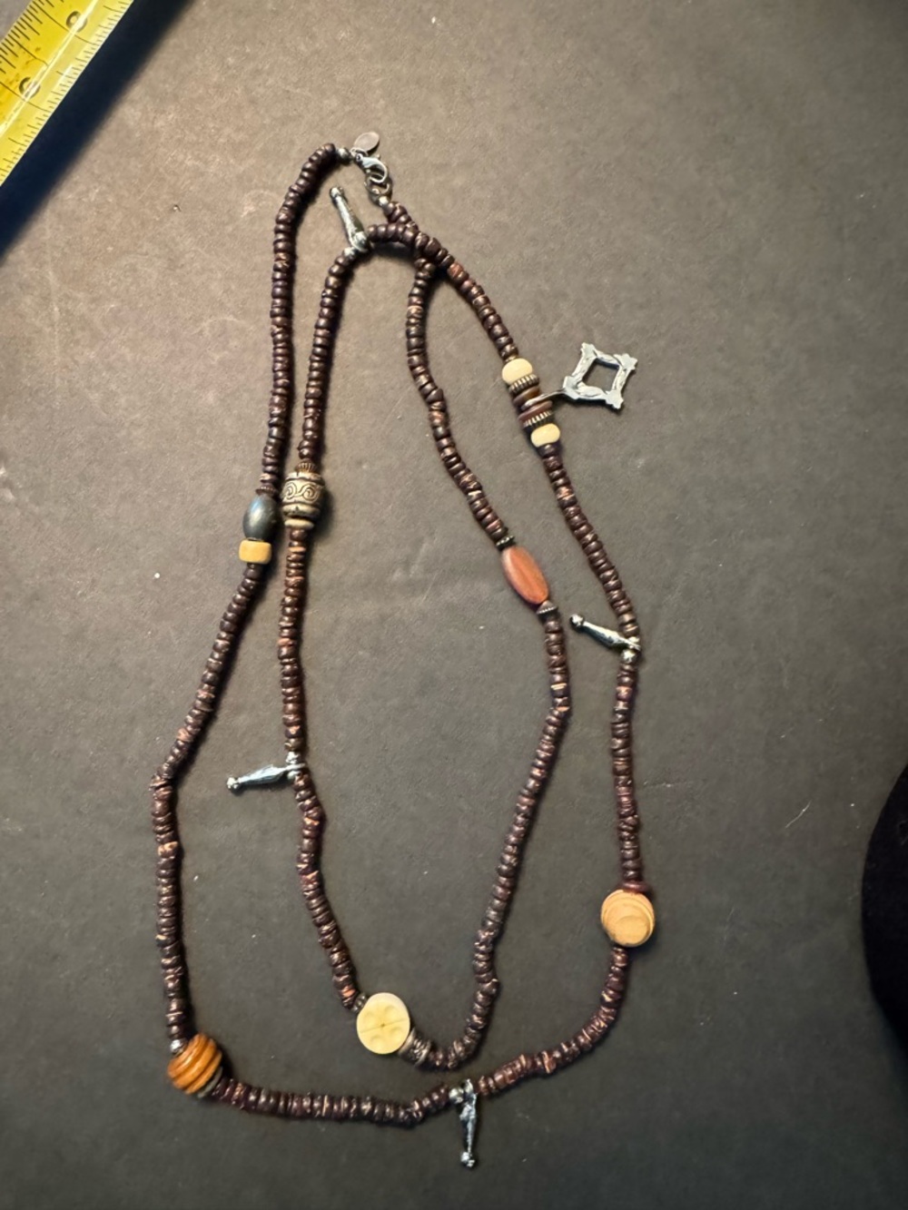 Robert Rose Layered Brown & Natural Wood Bead Necklace